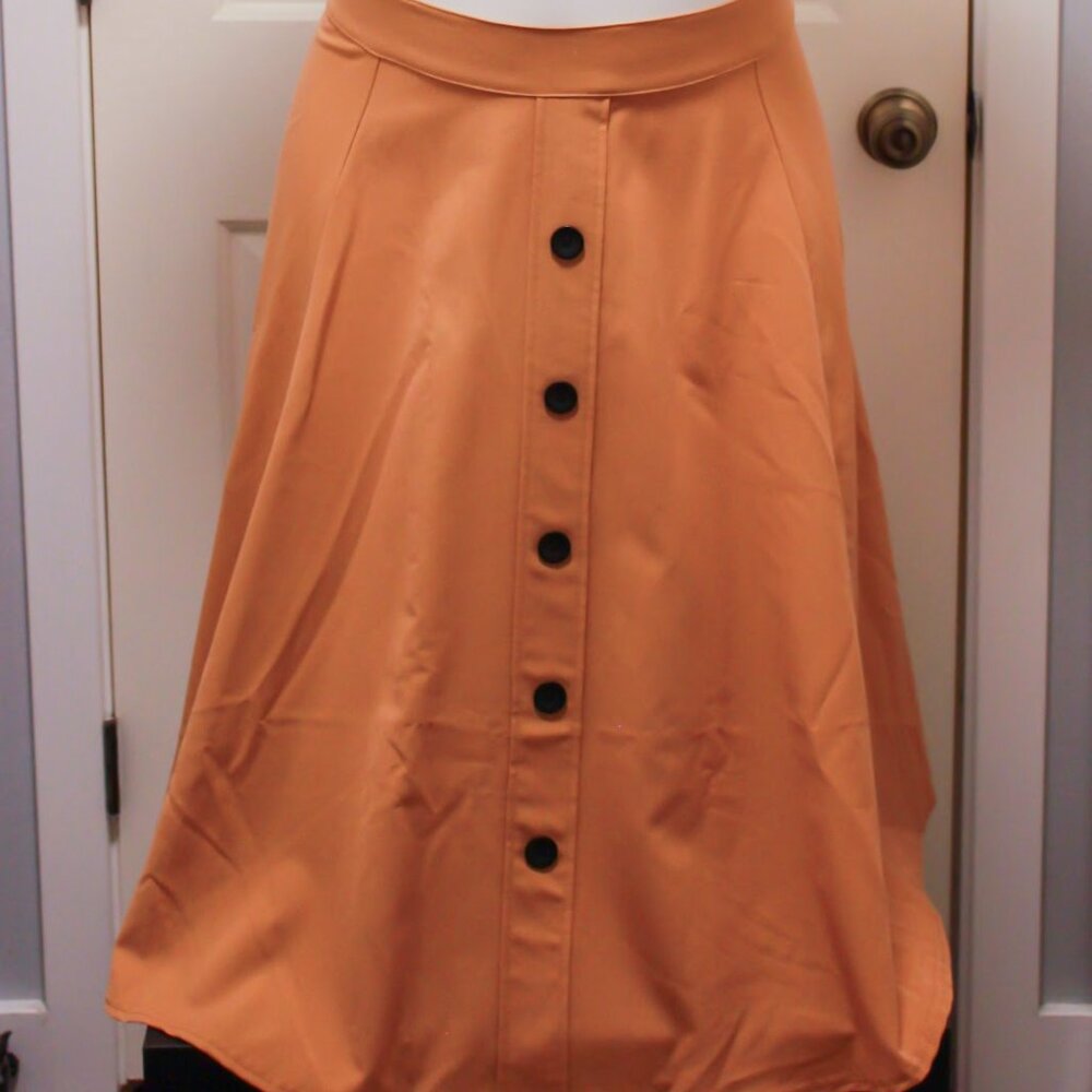 Mustard yellow skirt with faux buttons